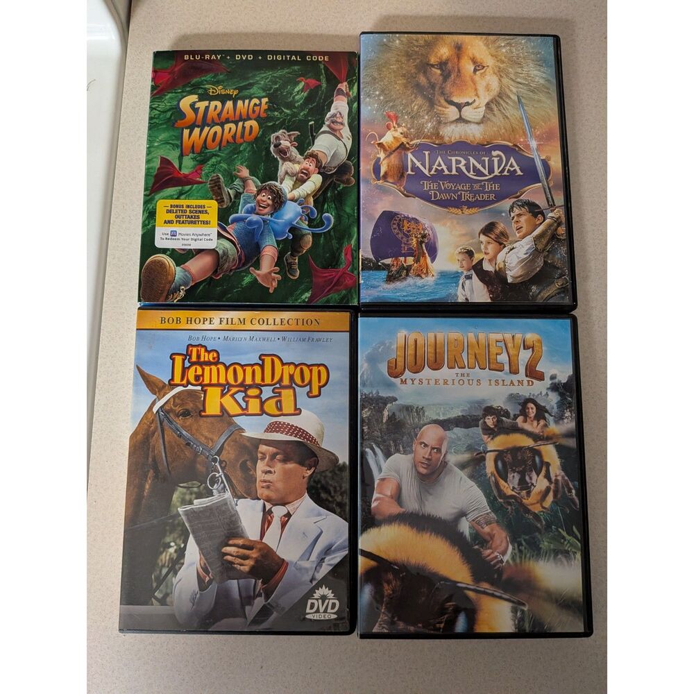 family adventure Movie bundle (4) (Disney Strange World Blu-ray and 3 DVDs)